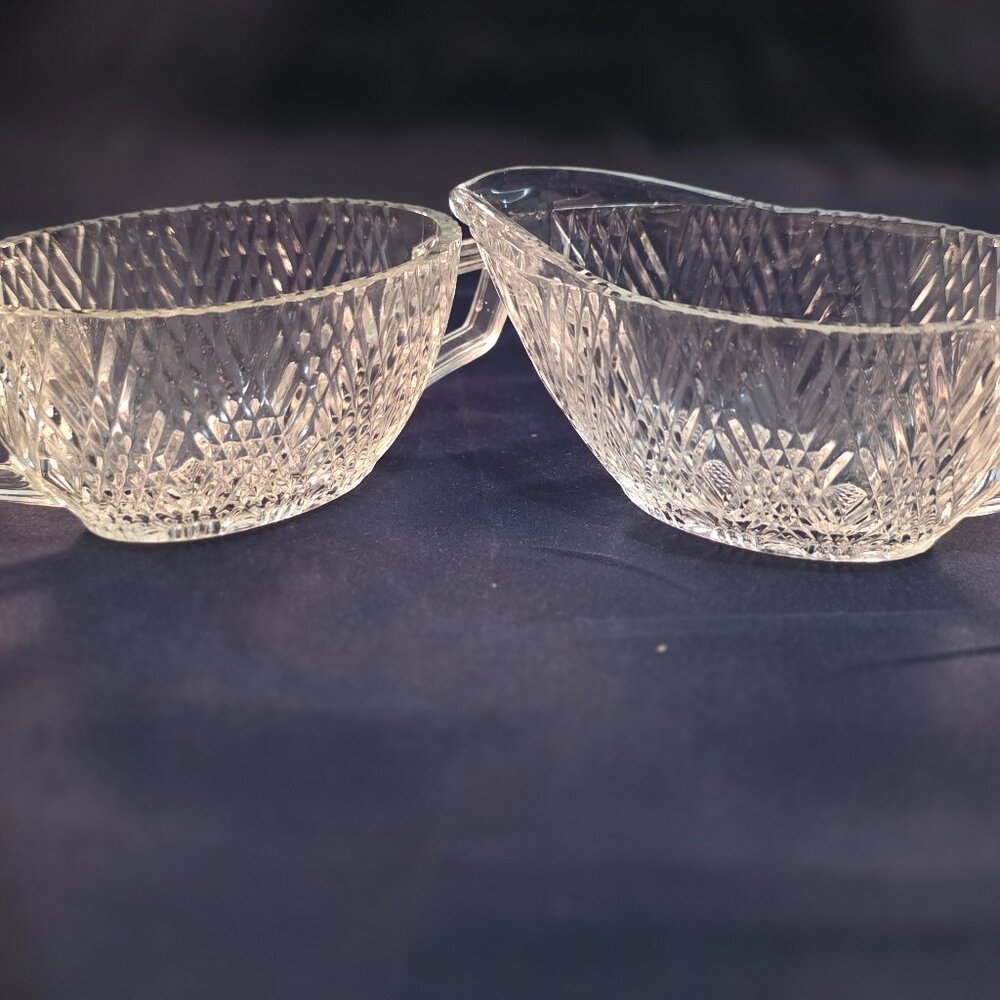 Vintage Hazel Atlas Glass Company Starlight pattern sugar and creamer set